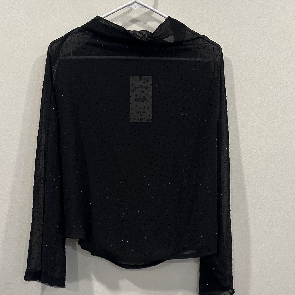 Zara Black Sheer with black rhinestones  Women's Blouse